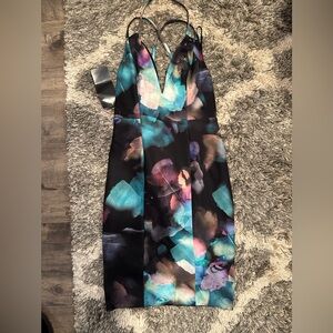 Bebe Adriana Double Strap Elegant Multicolor Sleeveless Dress